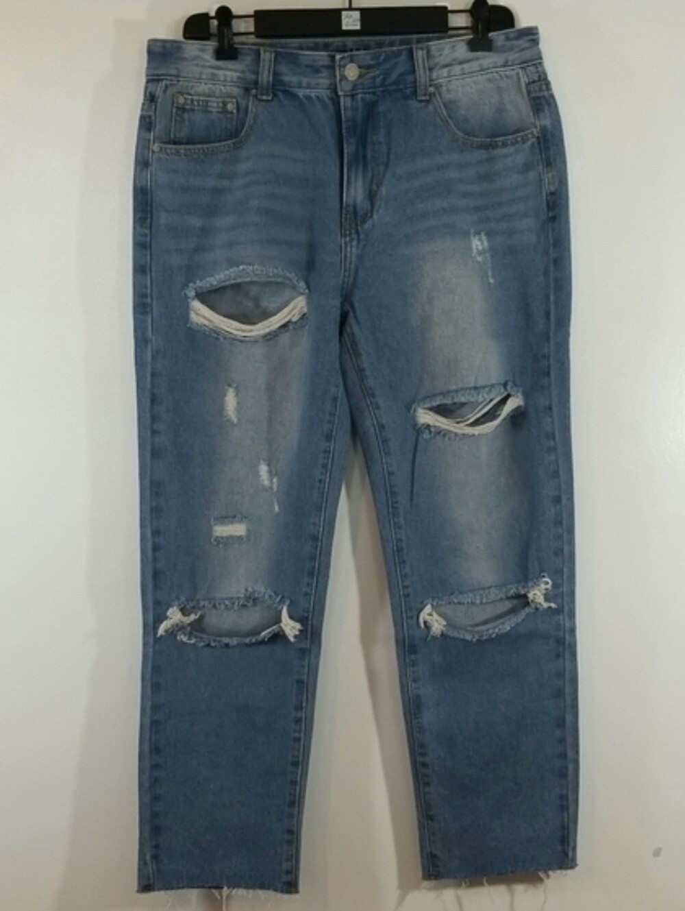Momokrom Cropped Boyfriend Light Wash Women's Denim Jeans 8 Casual Streetwear